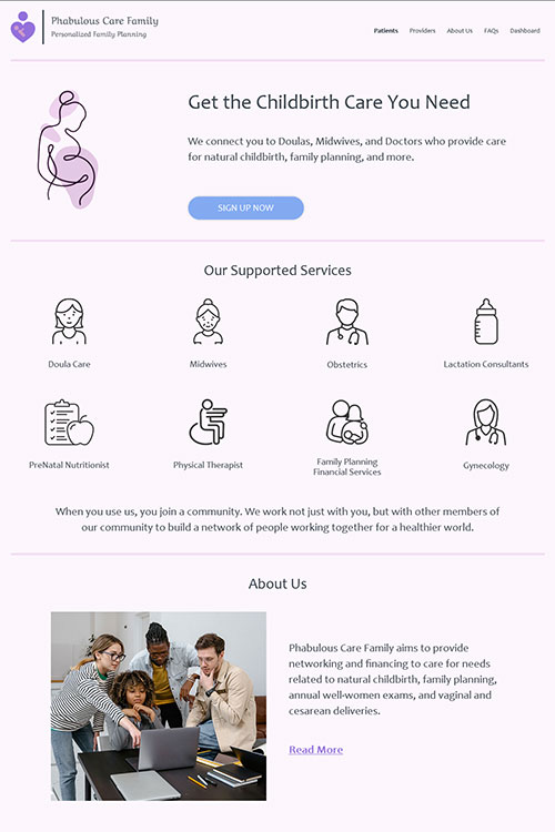 website app design coding birthcare